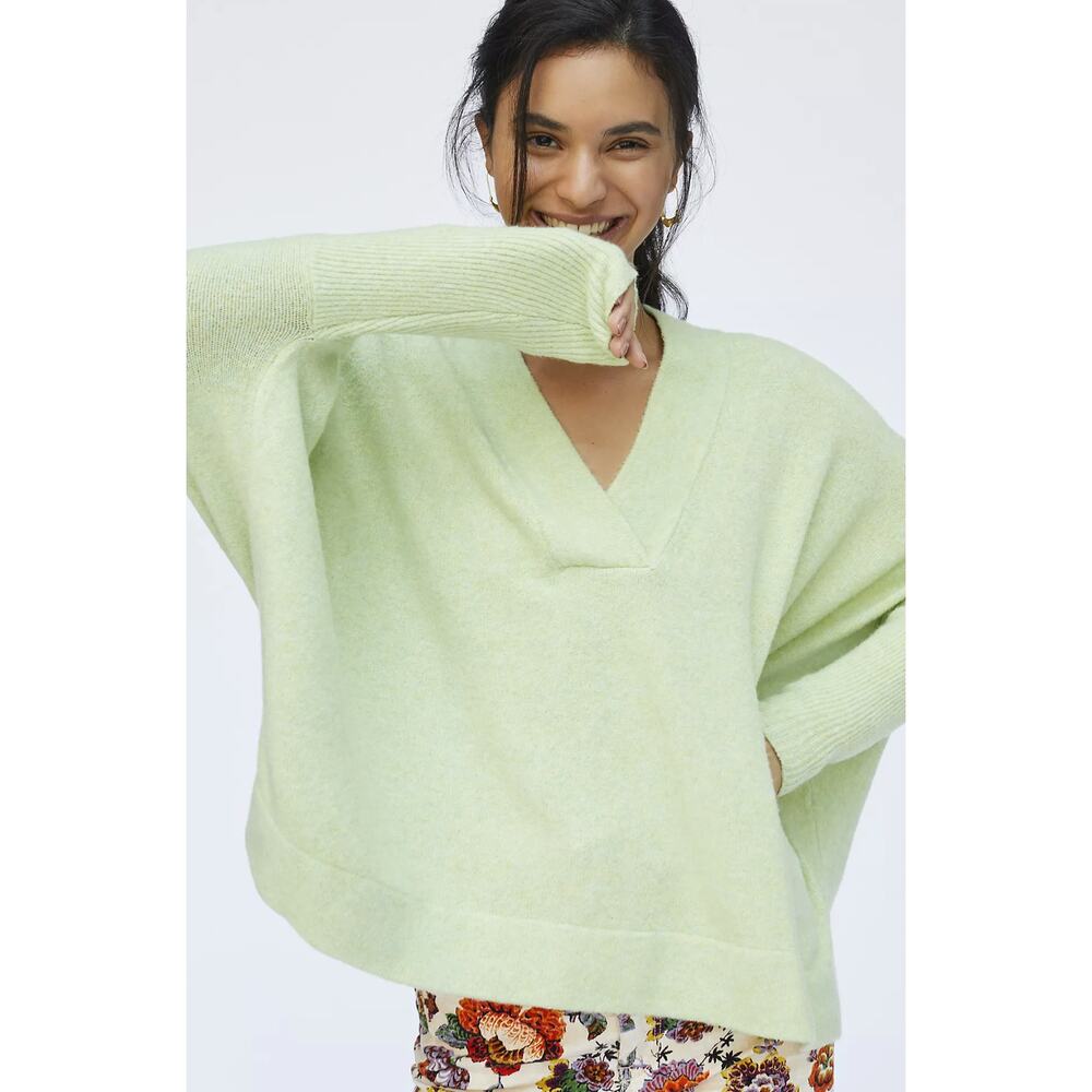 Anthropologie Pistachio Oversized V-Neck Sweater - Large